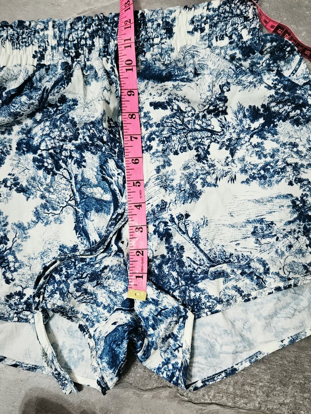 NWOT Commense Toile Print Tie Waist Casual Mini Shorts. High Rise. Blue White. S - Picture 8 of 9